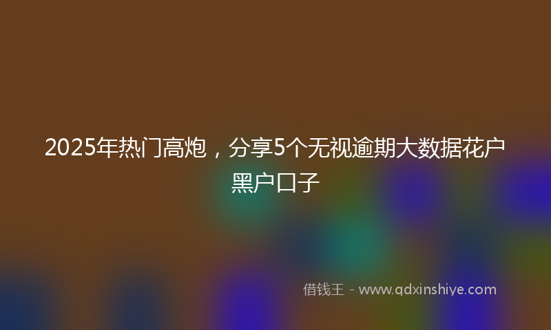 2025年热门高炮，分享5个无视逾期大数据花户黑户口子