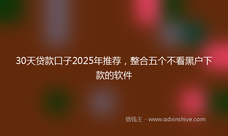 30天贷款口子2025年推荐，整合五个不看黑户下款的软件