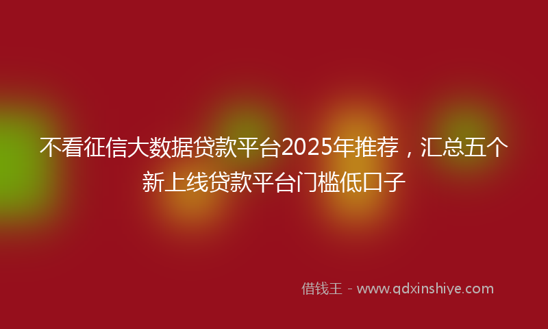 不看征信大数据贷款平台2025年推荐，汇总五个新上线贷款平台门槛低口子