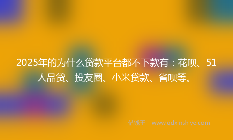 2025年的为什么贷款平台都不下款有：花呗、51人品贷、投友圈、小米贷款、省呗等。