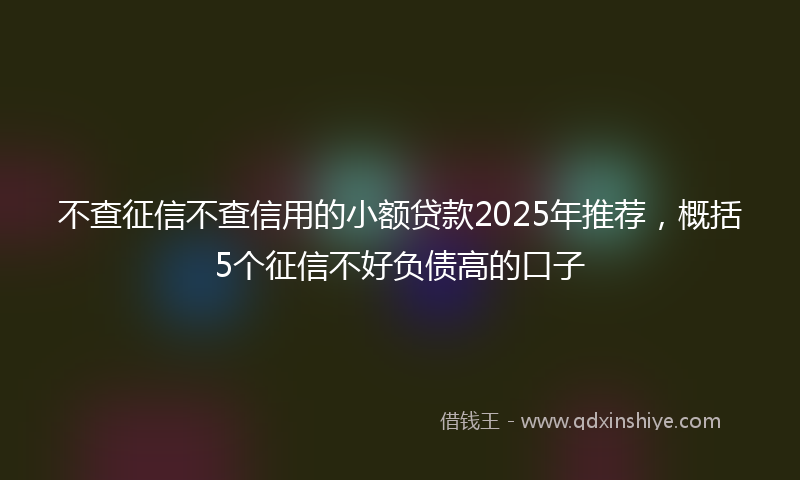 不查征信不查信用的小额贷款2025年推荐，概括5个征信不好负债高的口子