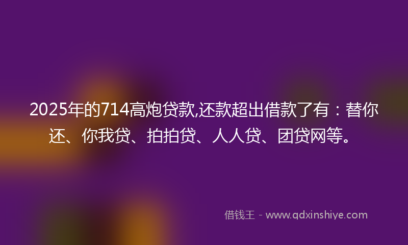 2025年的714高炮贷款,还款超出借款了有：替你还、你我贷、拍拍贷、人人贷、团贷网等。