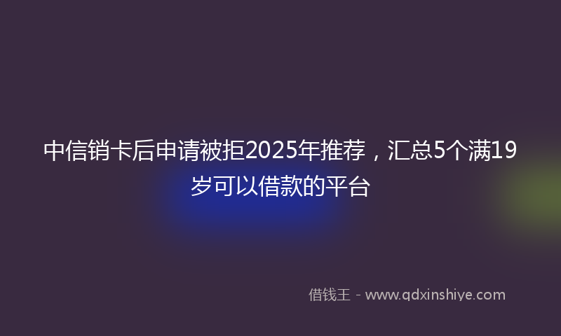 中信销卡后申请被拒2025年推荐，汇总5个满19岁可以借款的平台