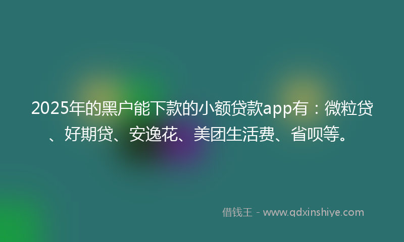 2025年的黑户能下款的小额贷款app有：微粒贷、好期贷、安逸花、美团生活费、省呗等。