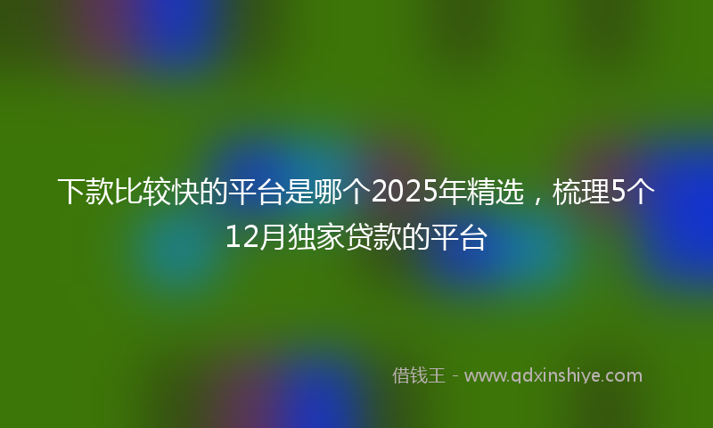 下款比较快的平台是哪个2025年精选，梳理5个12月独家贷款的平台