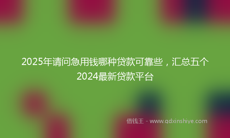 2025年请问急用钱哪种贷款可靠些，汇总五个2024最新贷款平台
