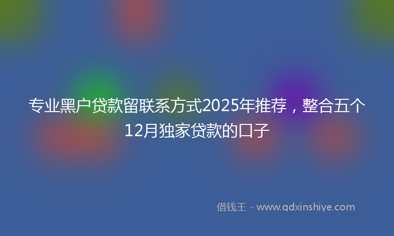 专业黑户贷款留联系方式2025年推荐，整合五个12月独家贷款的口子