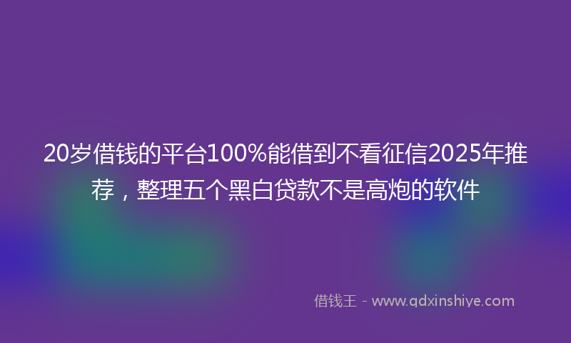 20岁借钱的平台100%能借到不看征信2025年推荐，整理五个黑白贷款不是高炮的软件