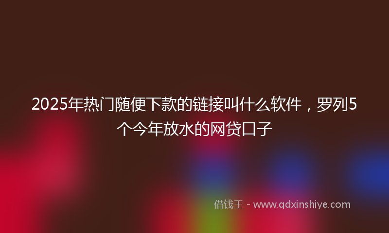 2025年热门随便下款的链接叫什么软件，罗列5个今年放水的网贷口子
