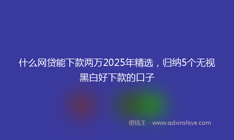 什么网贷能下款两万2025年精选，归纳5个无视黑白好下款的口子