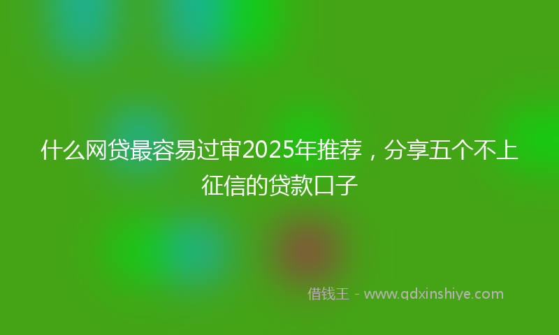 什么网贷最容易过审2025年推荐，分享五个不上征信的贷款口子
