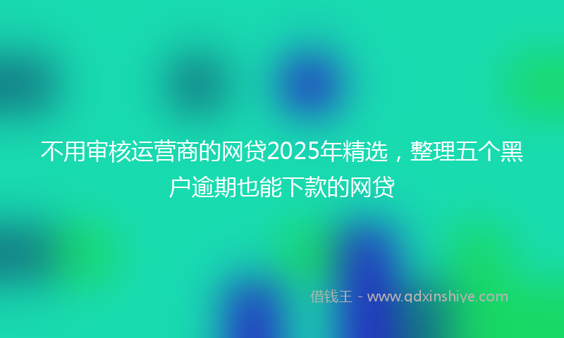 不用审核运营商的网贷2025年精选，整理五个黑户逾期也能下款的网贷