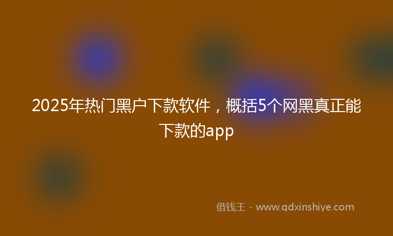 2025年热门黑户下款软件，概括5个网黑真正能下款的app