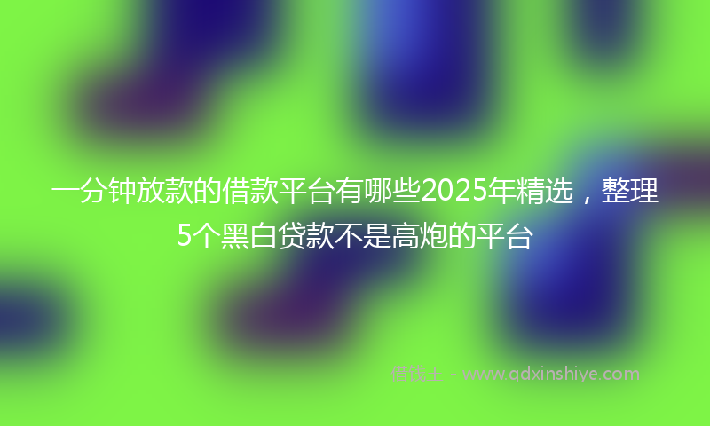 一分钟放款的借款平台有哪些2025年精选，整理5个黑白贷款不是高炮的平台