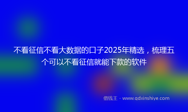 不看征信不看大数据的口子2025年精选，梳理五个可以不看征信就能下款的软件