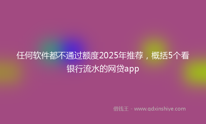 任何软件都不通过额度2025年推荐，概括5个看银行流水的网贷app