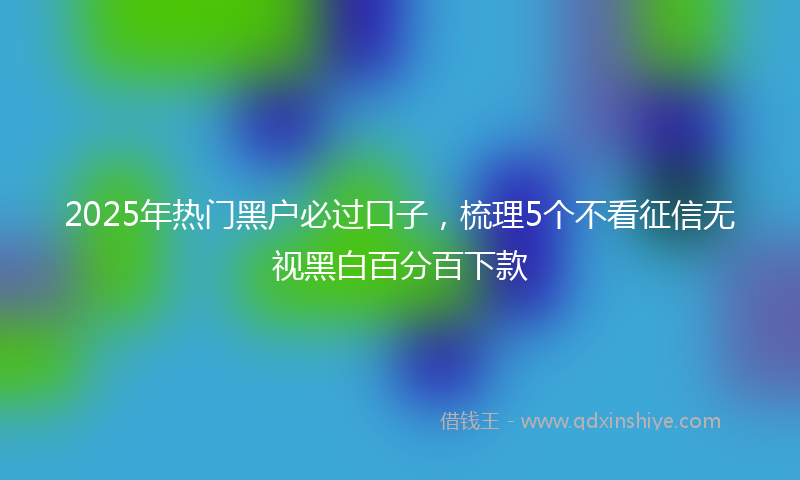 2025年热门黑户必过口子，梳理5个不看征信无视黑白百分百下款