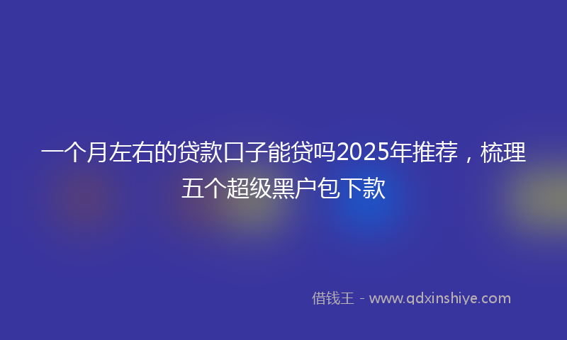 一个月左右的贷款口子能贷吗2025年推荐，梳理五个超级黑户包下款