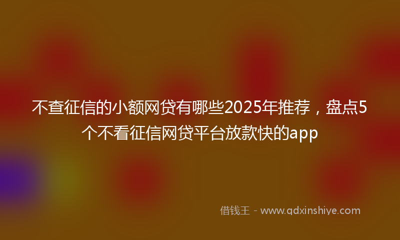 不查征信的小额网贷有哪些2025年推荐，盘点5个不看征信网贷平台放款快的app