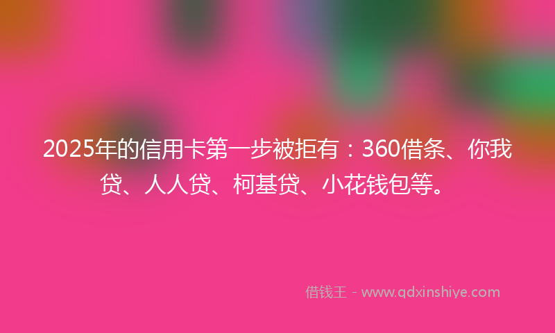 2025年的信用卡第一步被拒有：360借条、你我贷、人人贷、柯基贷、小花钱包等。