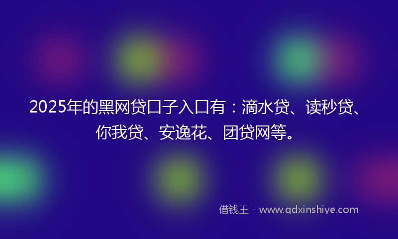 2025年的黑网贷口子入口有：滴水贷、读秒贷、你我贷、安逸花、团贷网等。