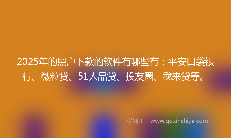 2025年的黑户下款的软件有哪些有：平安口袋银行、微粒贷、51人品贷、投友圈、我来贷等。