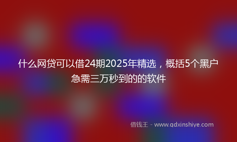 什么网贷可以借24期2025年精选，概括5个黑户急需三万秒到的的软件