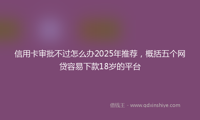 信用卡审批不过怎么办2025年推荐，概括五个网贷容易下款18岁的平台