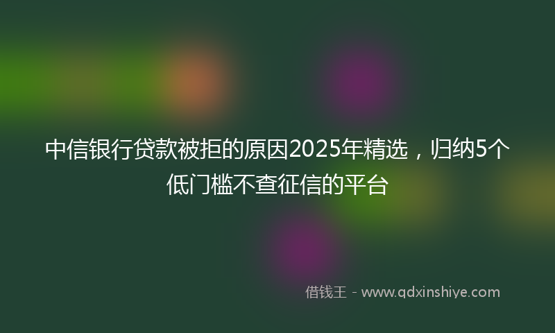 中信银行贷款被拒的原因2025年精选，归纳5个低门槛不查征信的平台
