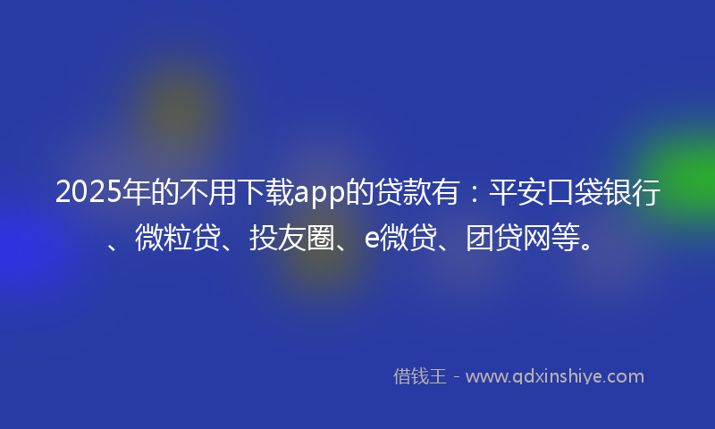 2025年的不用下载app的贷款有：平安口袋银行、微粒贷、投友圈、e微贷、团贷网等。