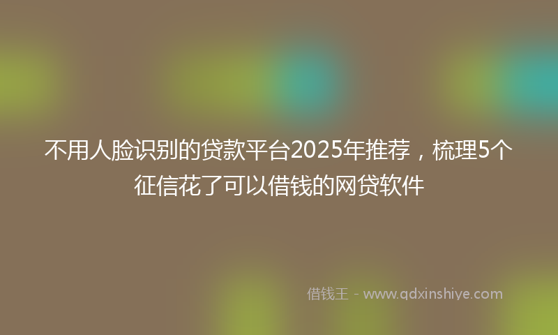 不用人脸识别的贷款平台2025年推荐，梳理5个征信花了可以借钱的网贷软件