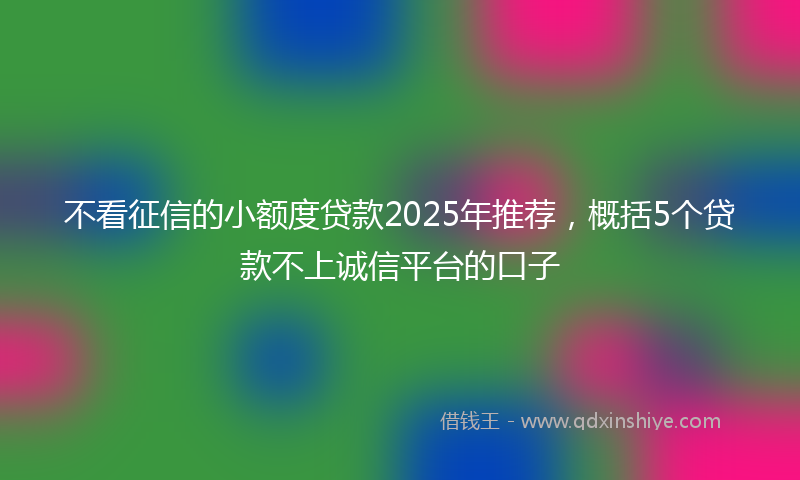 不看征信的小额度贷款2025年推荐，概括5个贷款不上诚信平台的口子