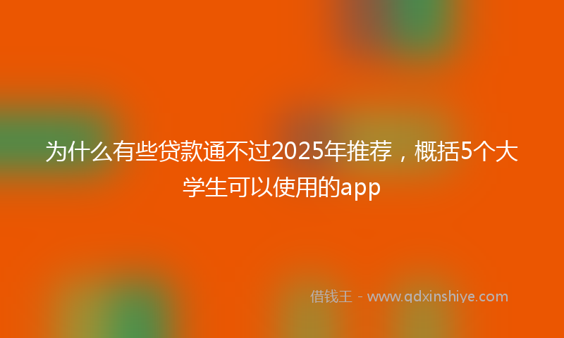 为什么有些贷款通不过2025年推荐，概括5个大学生可以使用的app