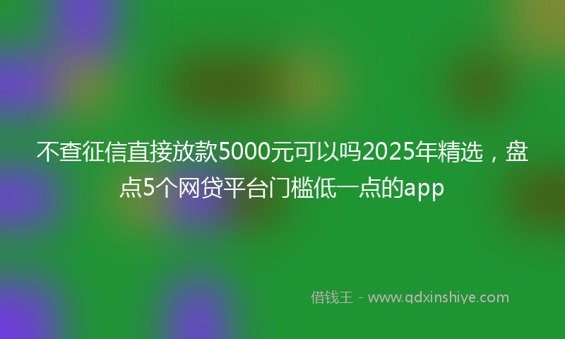 不查征信直接放款5000元可以吗2025年精选，盘点5个网贷平台门槛低一点的app