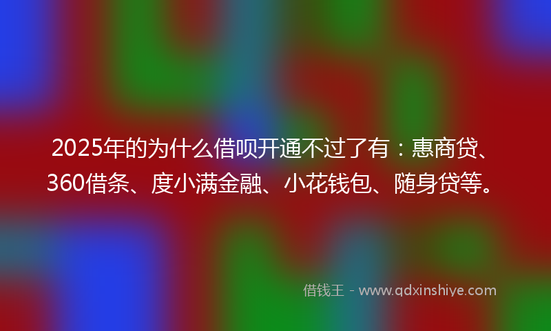 2025年的为什么借呗开通不过了有：惠商贷、360借条、度小满金融、小花钱包、随身贷等。