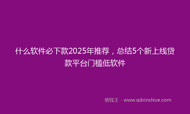 什么软件必下款2025年推荐，总结5个新上线贷款平台门槛低软件