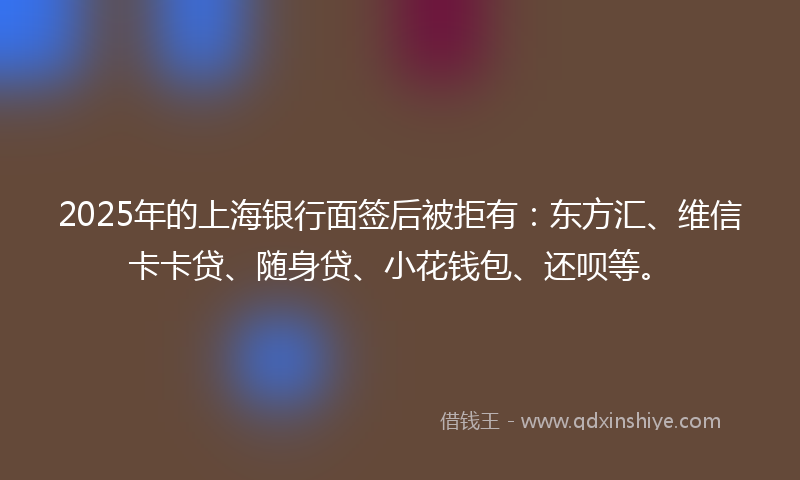 2025年的上海银行面签后被拒有：东方汇、维信卡卡贷、随身贷、小花钱包、还呗等。