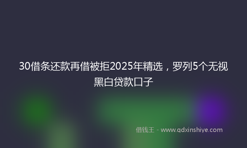 30借条还款再借被拒2025年精选，罗列5个无视黑白贷款口子