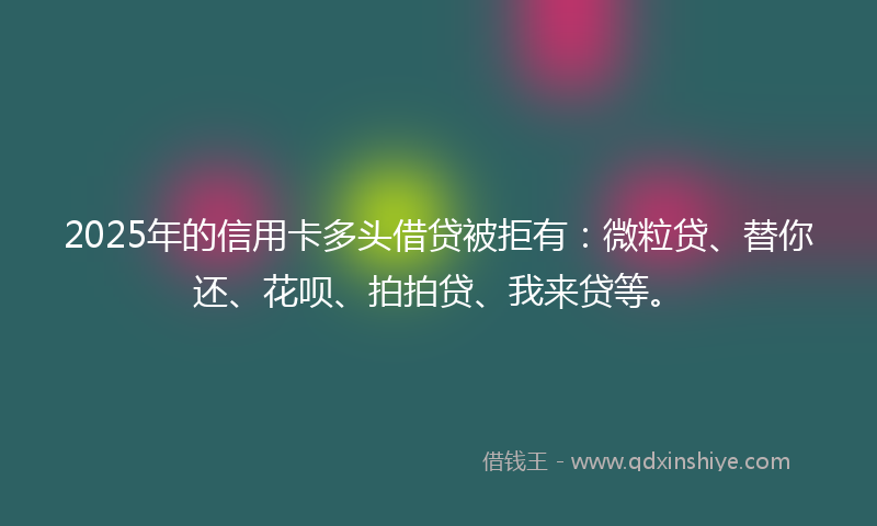 2025年的信用卡多头借贷被拒有：微粒贷、替你还、花呗、拍拍贷、我来贷等。
