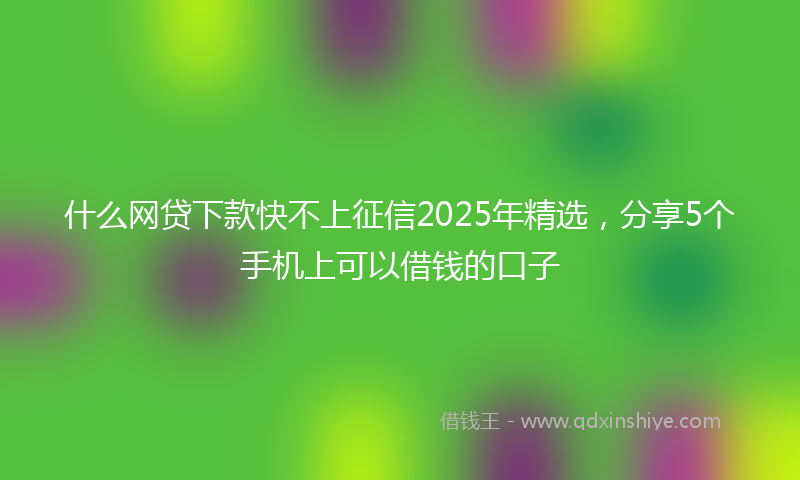 什么网贷下款快不上征信2025年精选，分享5个手机上可以借钱的口子