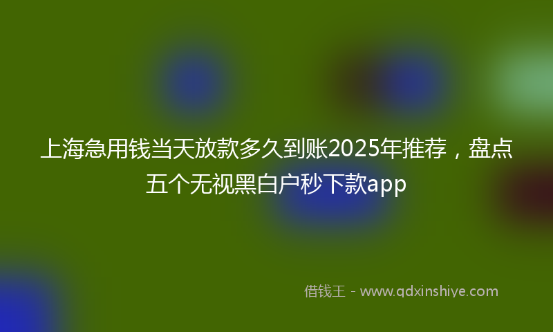 上海急用钱当天放款多久到账2025年推荐，盘点五个无视黑白户秒下款app