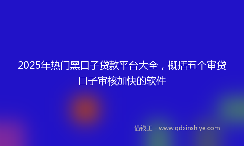 2025年热门黑口子贷款平台大全，概括五个审贷口子审核加快的软件