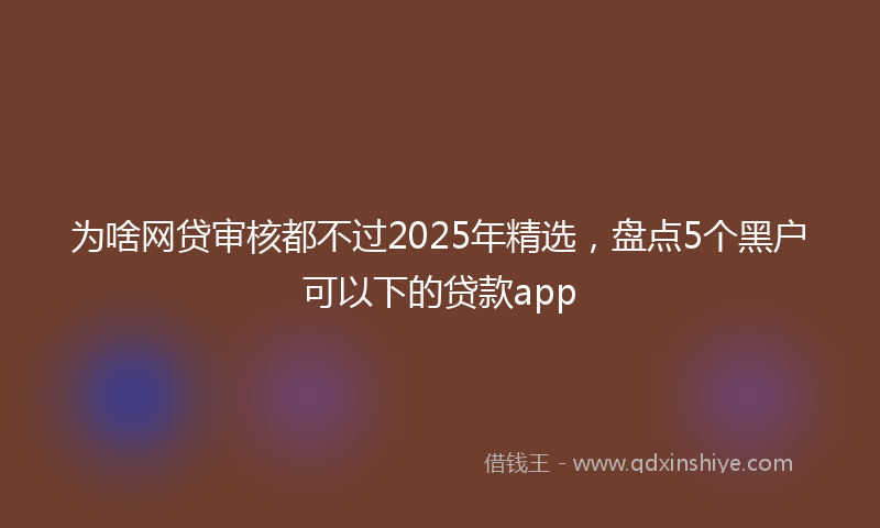 为啥网贷审核都不过2025年精选，盘点5个黑户可以下的贷款app