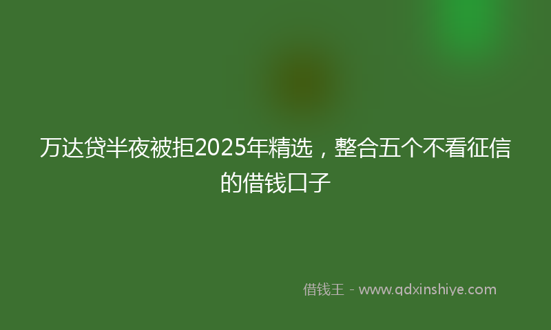万达贷半夜被拒2025年精选，整合五个不看征信的借钱口子