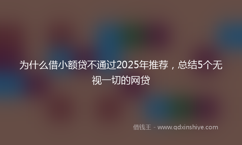 为什么借小额贷不通过2025年推荐，总结5个无视一切的网贷
