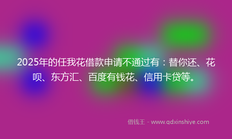 2025年的任我花借款申请不通过有：替你还、花呗、东方汇、百度有钱花、信用卡贷等。