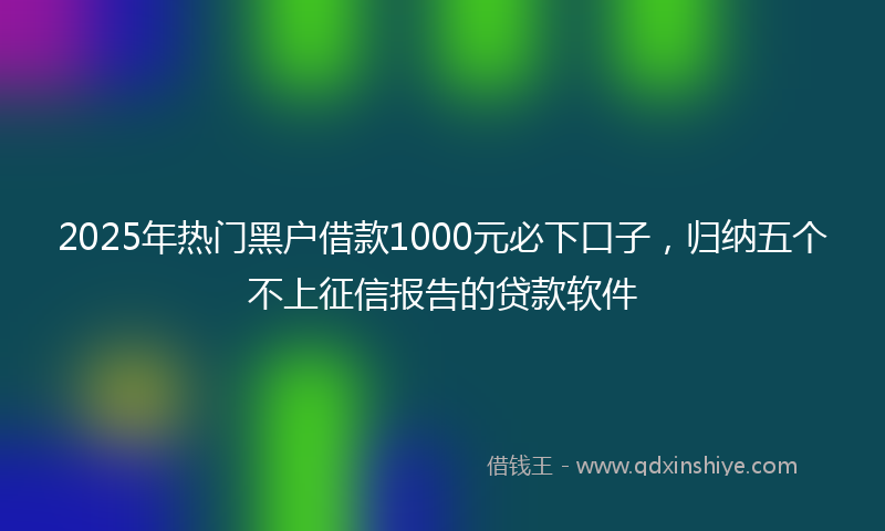 2025年热门黑户借款1000元必下口子，归纳五个不上征信报告的贷款软件