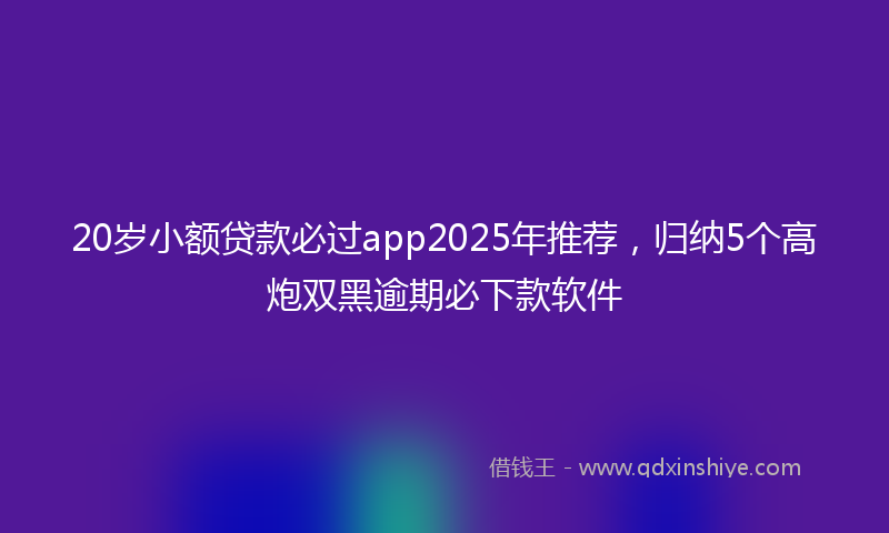 20岁小额贷款必过app2025年推荐，归纳5个高炮双黑逾期必下款软件