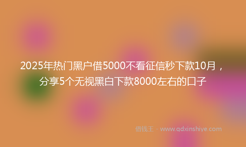 2025年热门黑户借5000不看征信秒下款10月，分享5个无视黑白下款8000左右的口子
