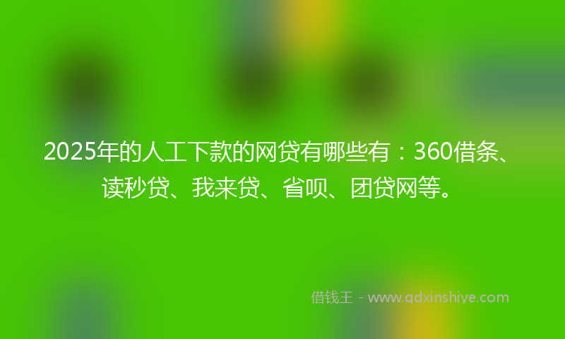 2025年的人工下款的网贷有哪些有：360借条、读秒贷、我来贷、省呗、团贷网等。
